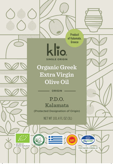 Klio Organic Greek Extra Virgin Olive Oil (3 Liter Tin / 101.4 FL OZ)
