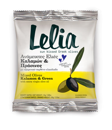 Lelia - Mixed Olives (Kalamon and Green) with Extra Virgin Olive Oil - 100g